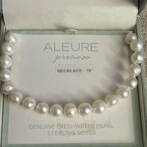 ALEURE Genuine  Freshwater Pearl Sterling Silver Necklace